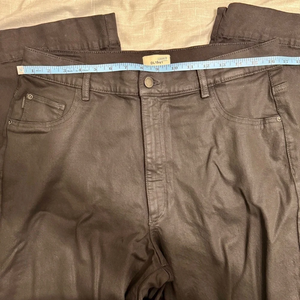 DL1961 Hepburn Wide Leg High Rise Vintage Black Coated Cargo Jeans Pants Sz 33